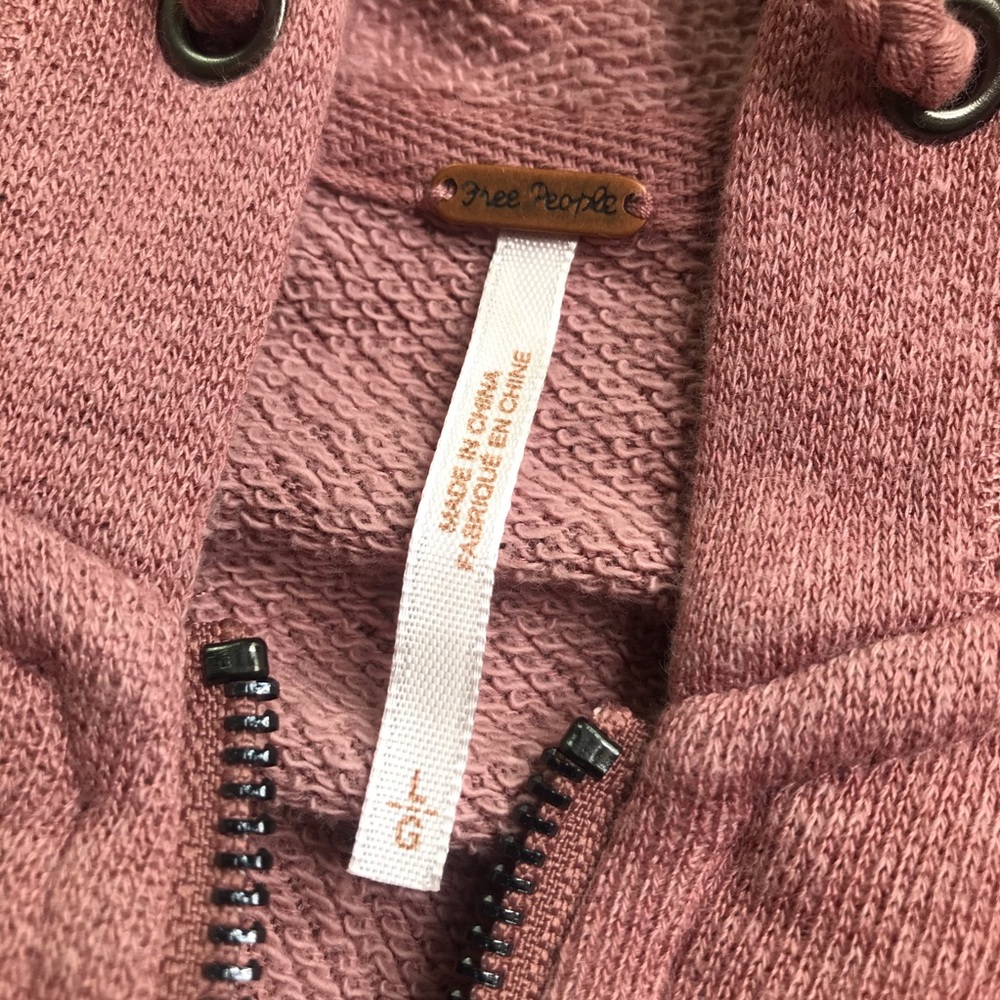 Women's Pink Hooded Zip-Front Sweatshirt - Picture 4 of 8